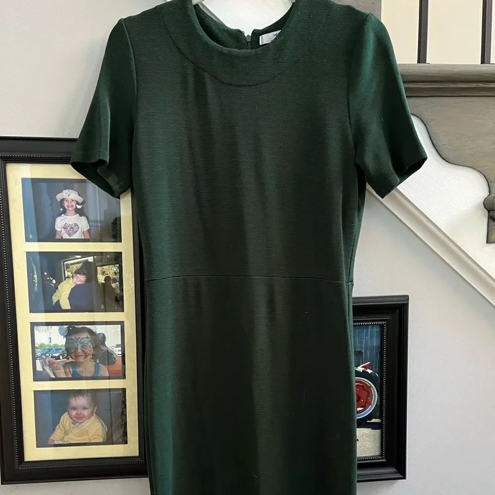 Mango Green Ribbed Fitted MIDI Dress Sz 8